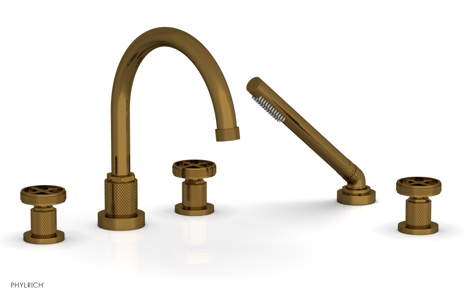 DUSTRIE - Deck Tub Set with Hand Shower - Cross Handles - Knurled 371-48