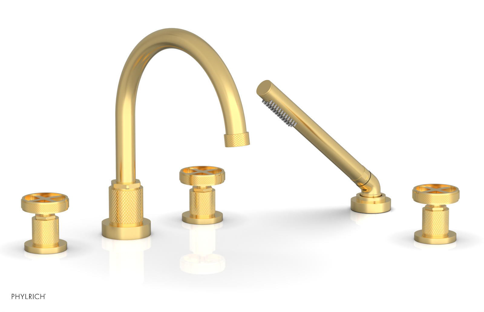 DUSTRIE - Deck Tub Set with Hand Shower - Cross Handles - Knurled 371-48