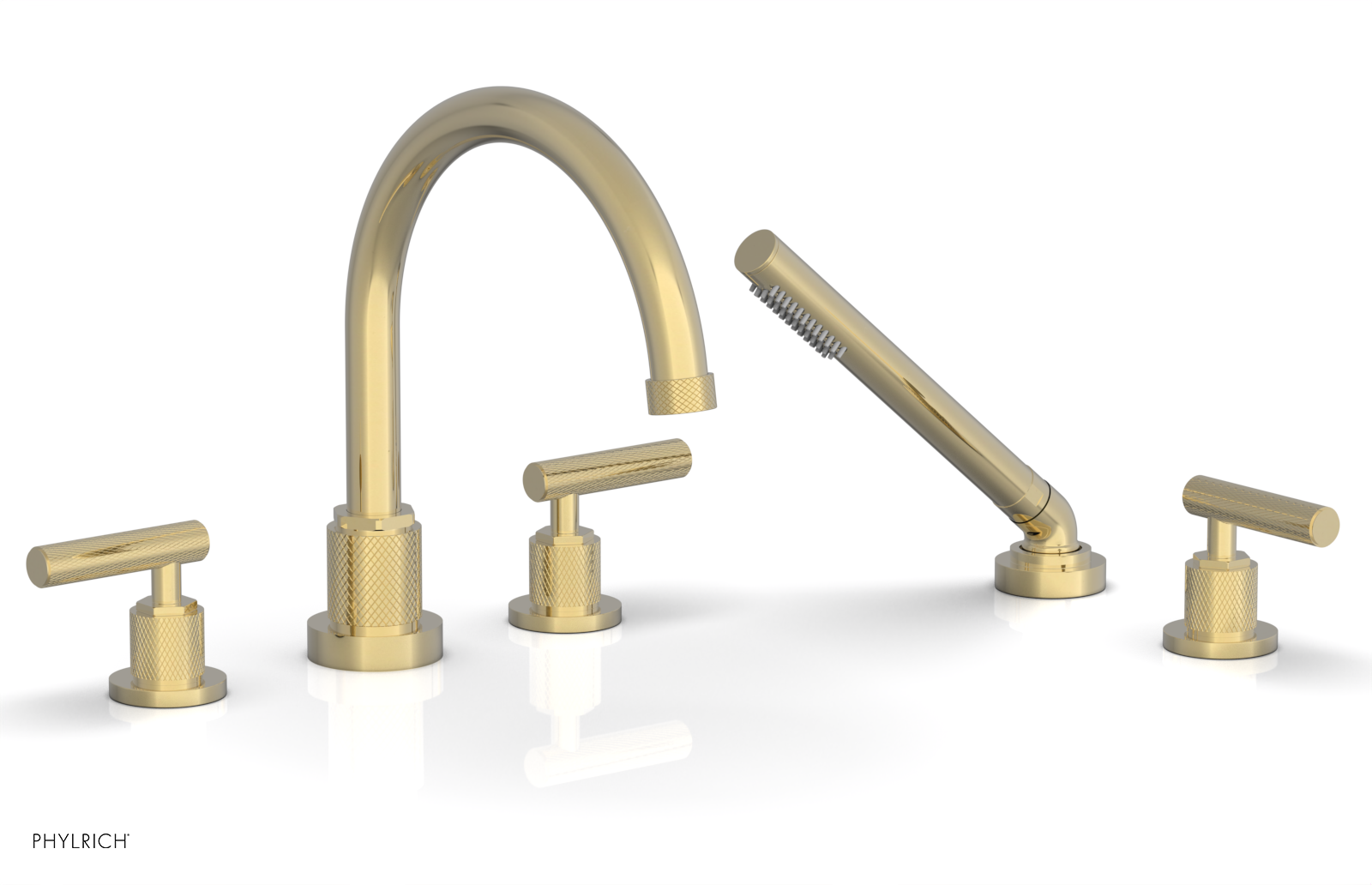 DUSTRIE - Deck Tub Set with Hand Shower - Lever Handles - Knurled 371-49