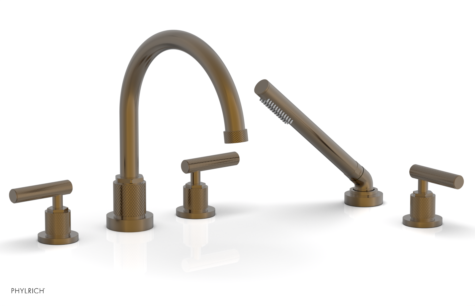 DUSTRIE - Deck Tub Set with Hand Shower - Lever Handles - Knurled 371-49