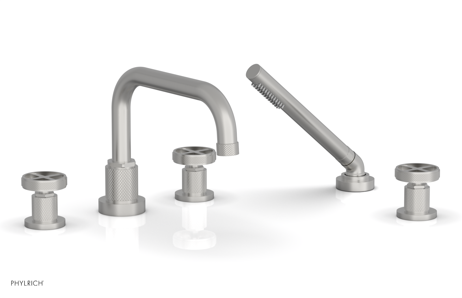 DUSTRIE - Deck Tub Set with Hand Shower - Cross Handles - Knurled 371-50