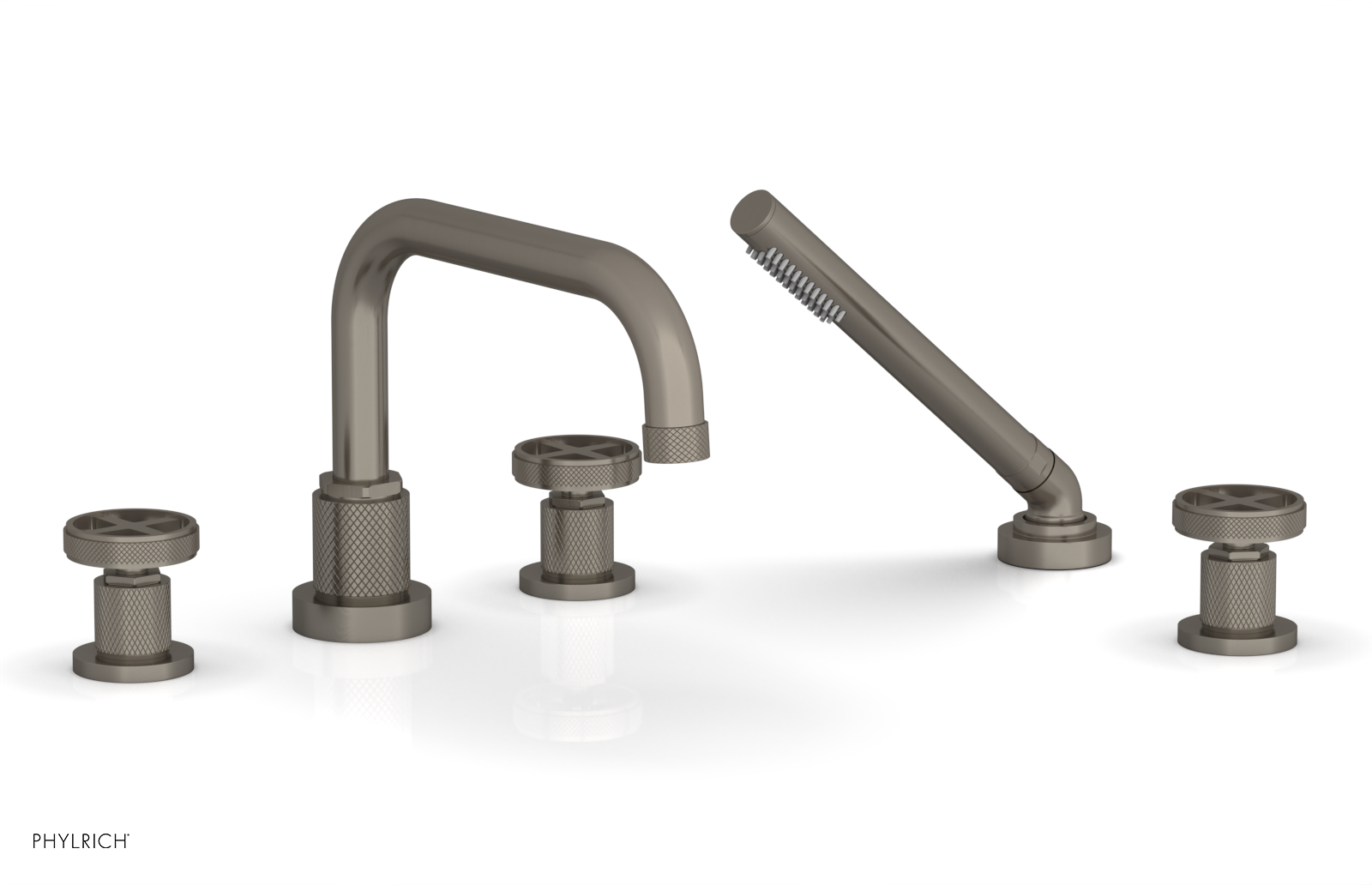 DUSTRIE - Deck Tub Set with Hand Shower - Cross Handles - Knurled 371-50