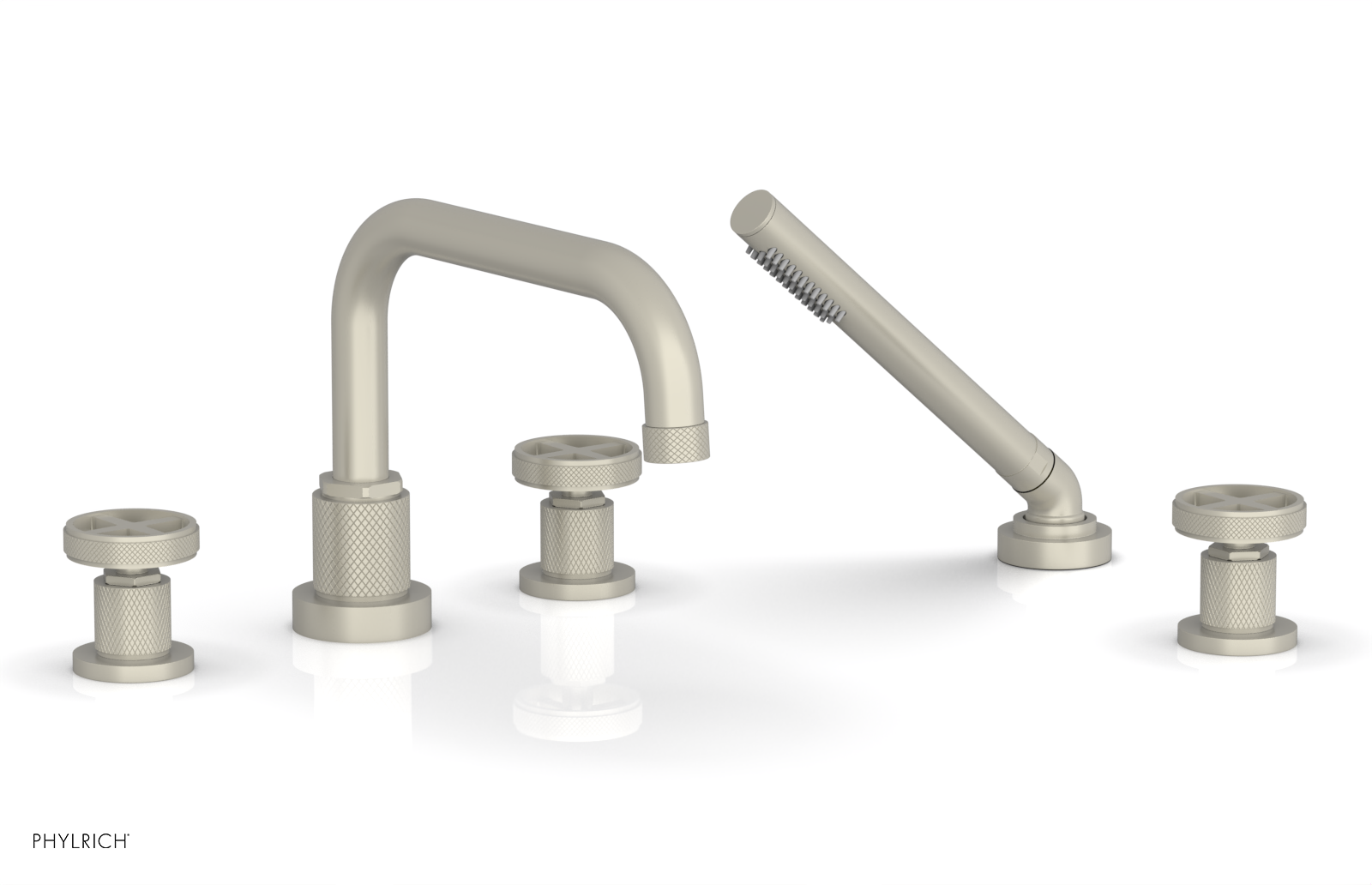 DUSTRIE - Deck Tub Set with Hand Shower - Cross Handles - Knurled 371-50