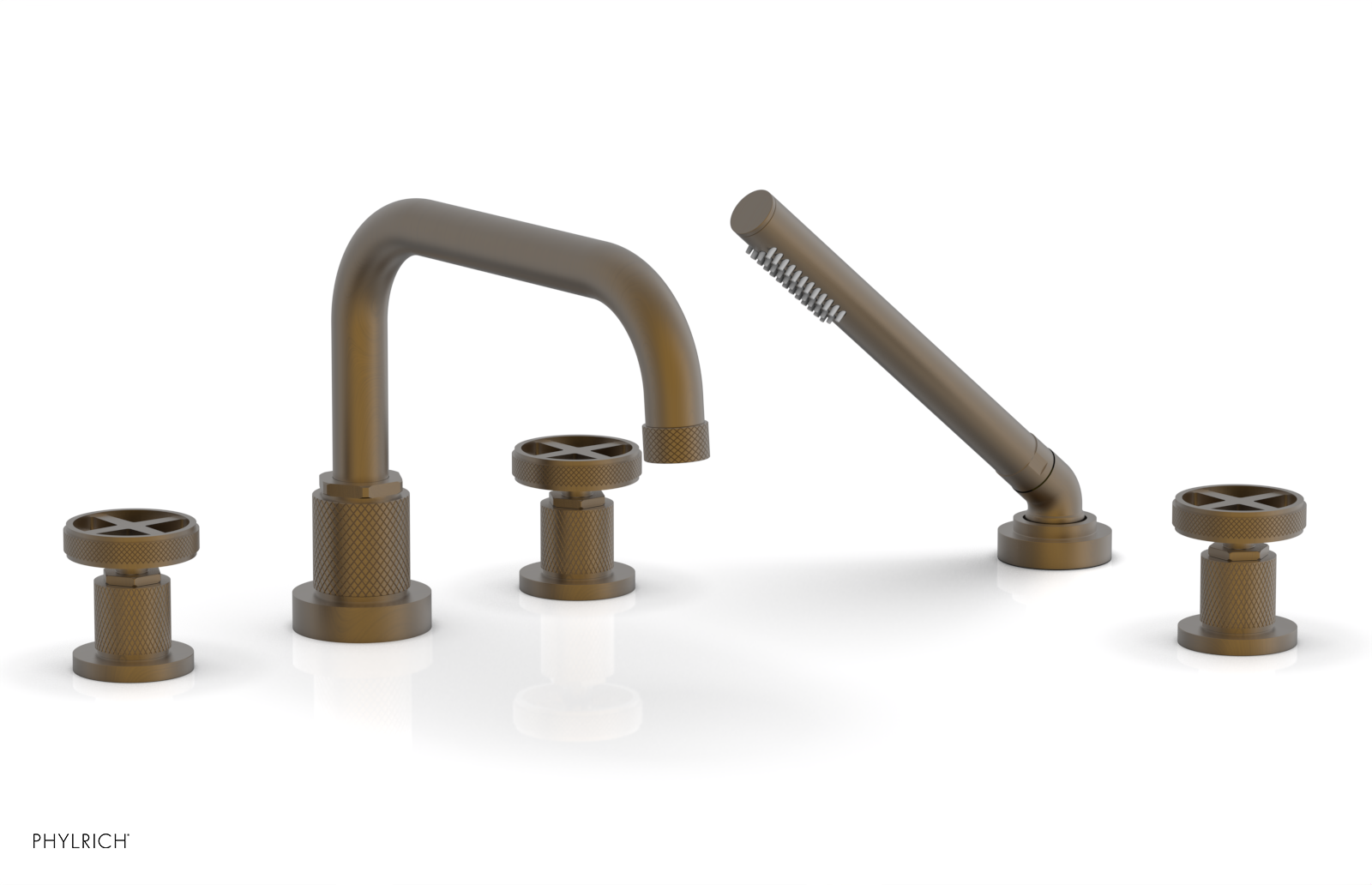 DUSTRIE - Deck Tub Set with Hand Shower - Cross Handles - Knurled 371-50