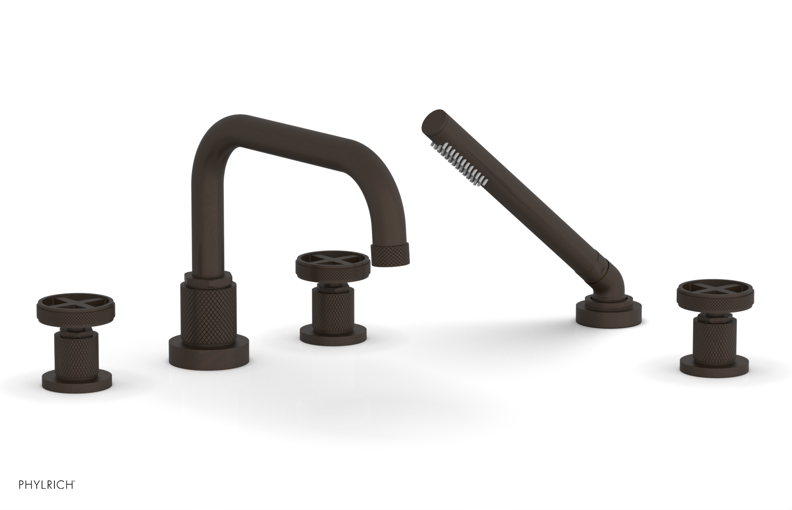 DUSTRIE - Deck Tub Set with Hand Shower - Cross Handles - Knurled 371-50