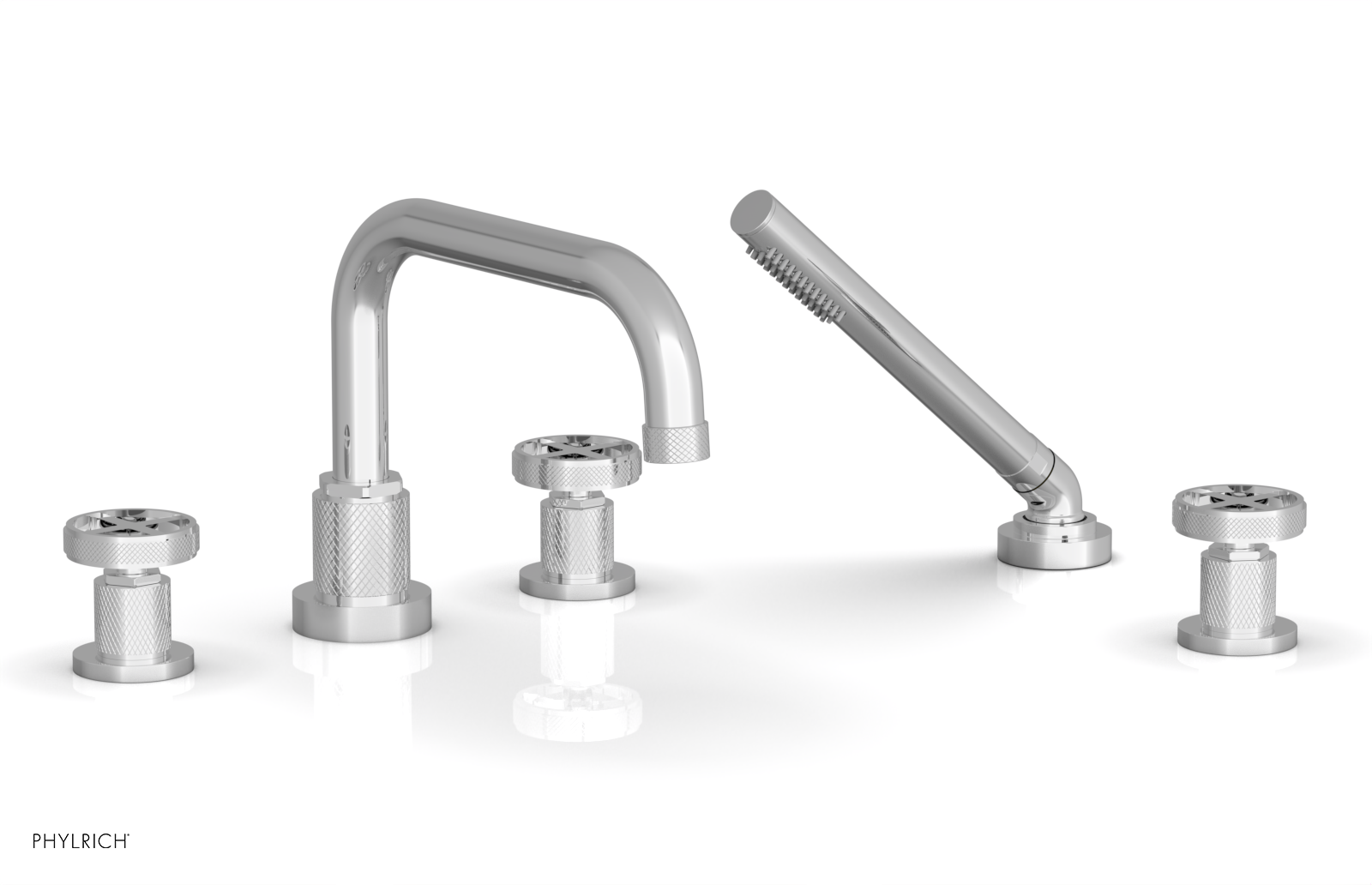 DUSTRIE - Deck Tub Set with Hand Shower - Cross Handles - Knurled 371-50