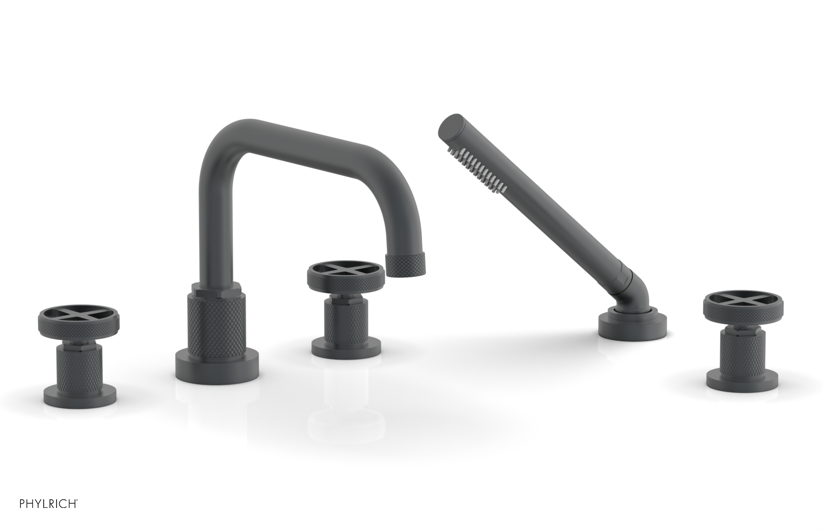 DUSTRIE - Deck Tub Set with Hand Shower - Cross Handles - Knurled 371-50