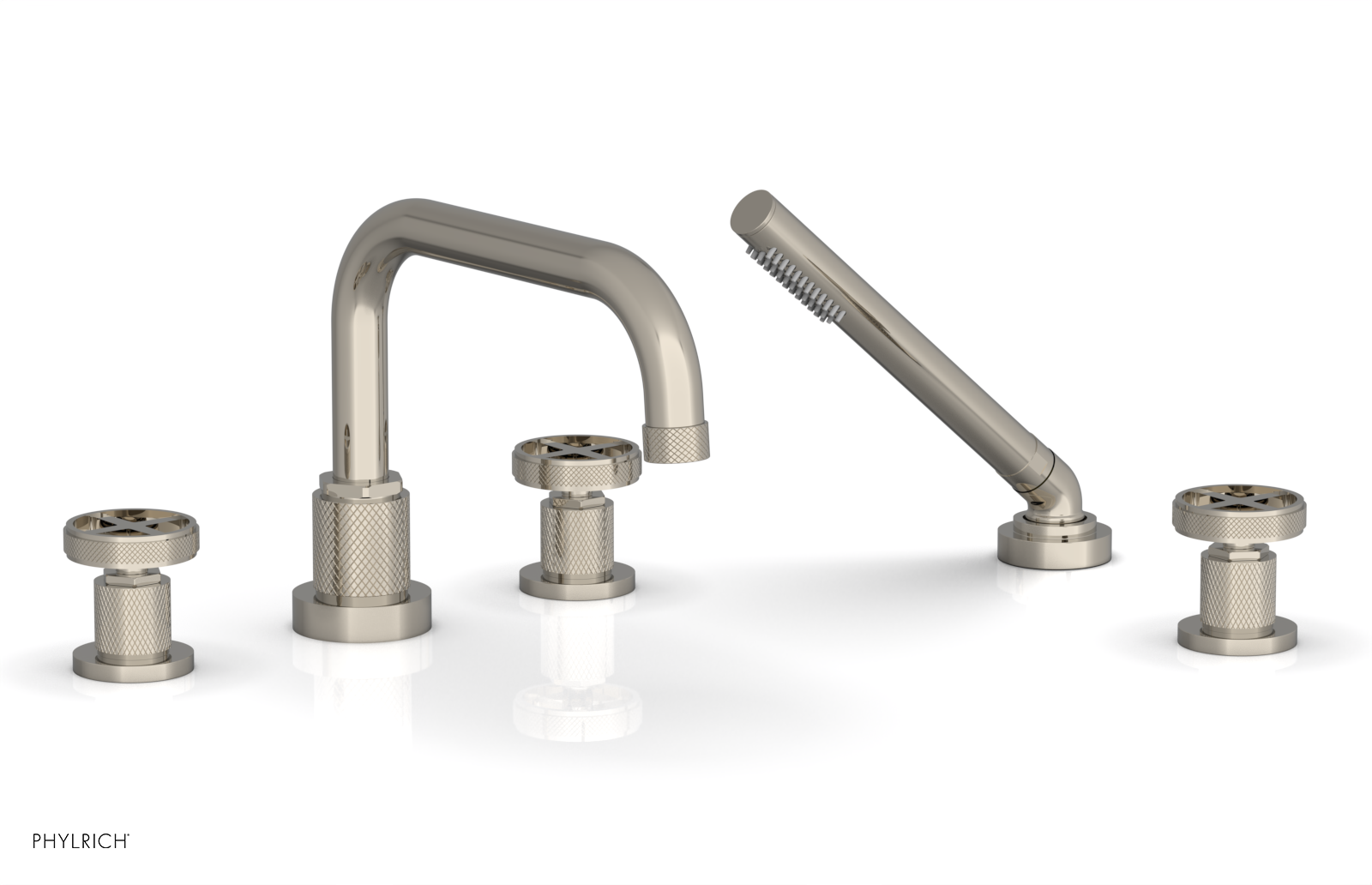 DUSTRIE - Deck Tub Set with Hand Shower - Cross Handles - Knurled 371-50