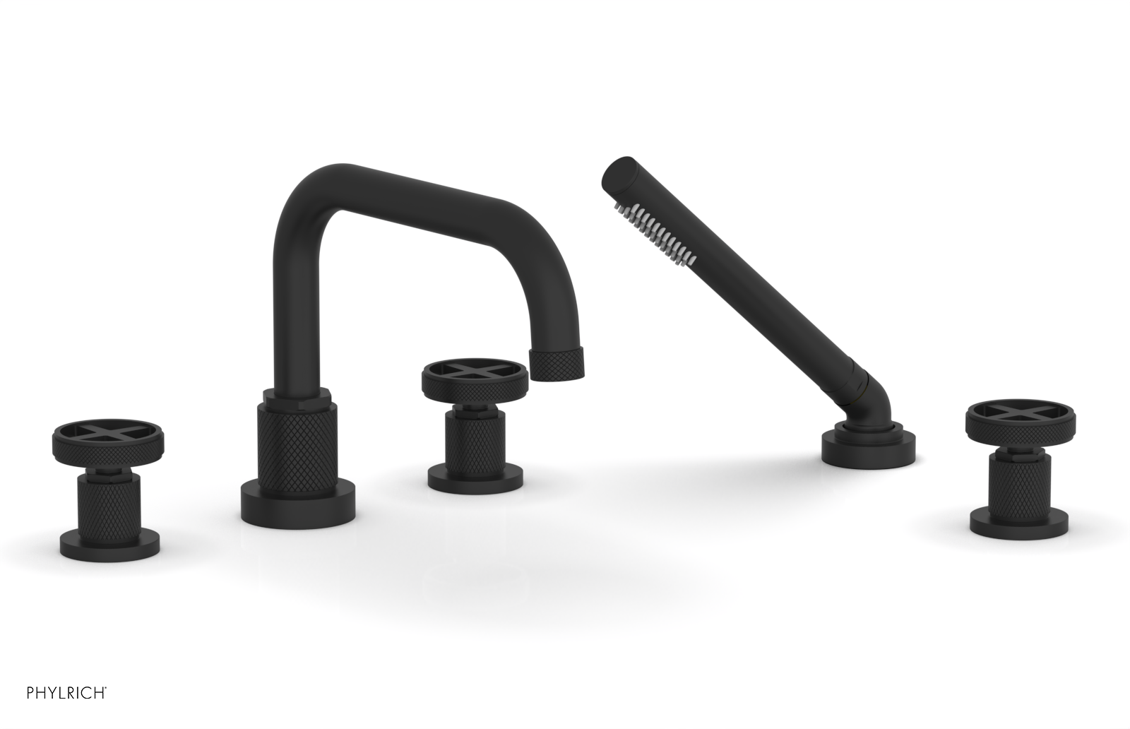 DUSTRIE - Deck Tub Set with Hand Shower - Cross Handles - Knurled 371-50