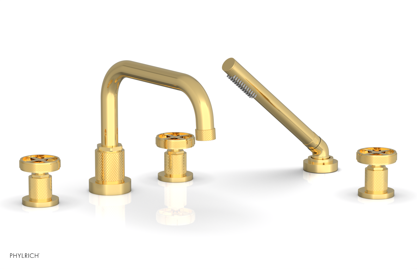 DUSTRIE - Deck Tub Set with Hand Shower - Cross Handles - Knurled 371-50