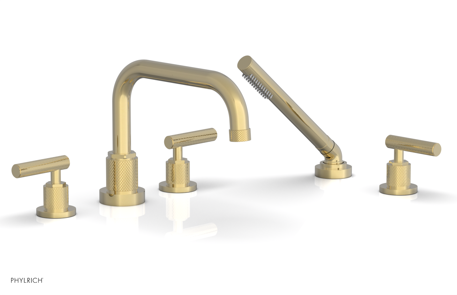 DUSTRIE - Deck Tub Set with Hand Shower - Lever Handles - Knurled 371-51