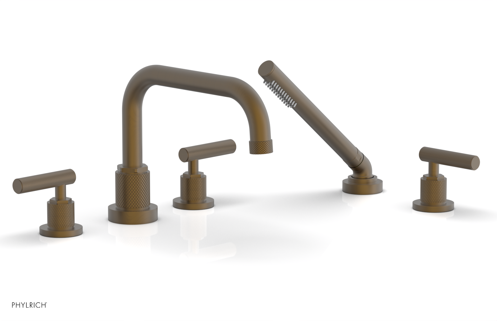 DUSTRIE - Deck Tub Set with Hand Shower - Lever Handles - Knurled 371-51