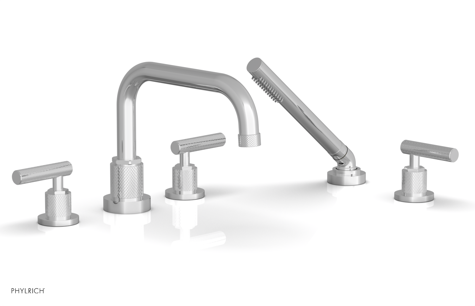 DUSTRIE - Deck Tub Set with Hand Shower - Lever Handles - Knurled 371-51