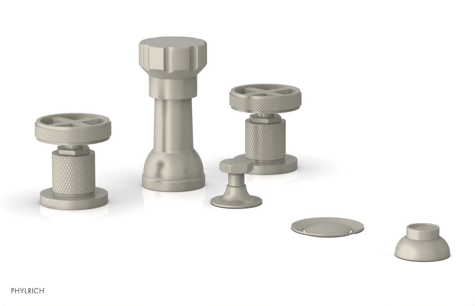 DUSTRIE - Four Hole Bidet Set - Cross Handles - Knurled 371-60