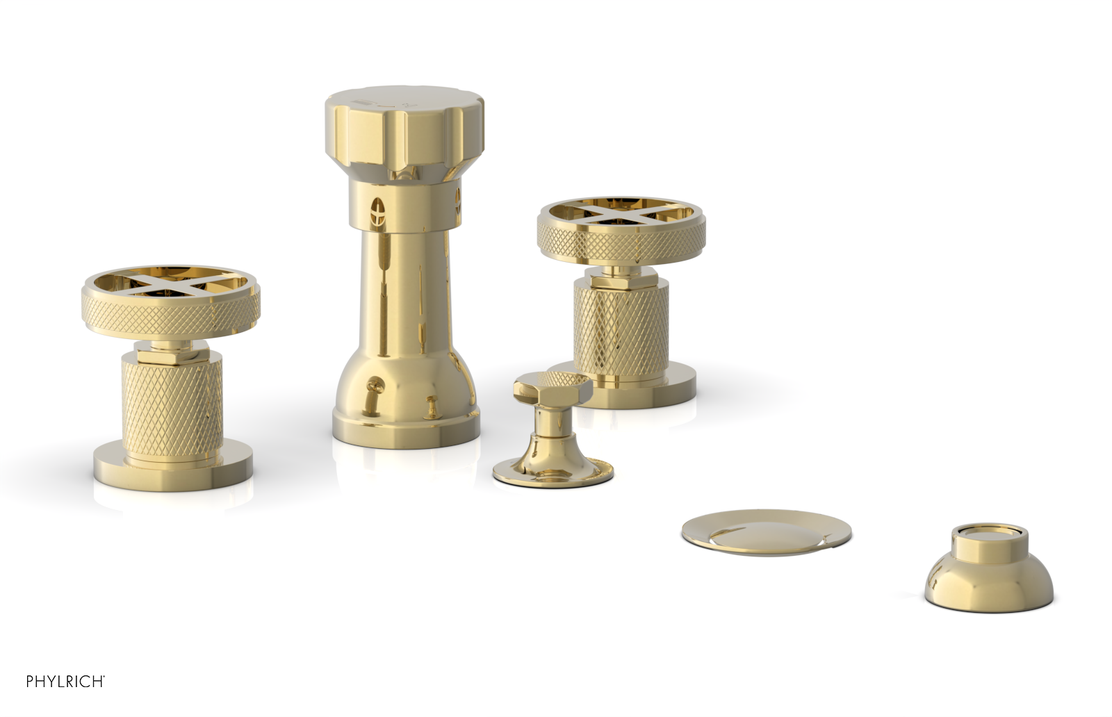 DUSTRIE - Four Hole Bidet Set - Cross Handles - Knurled 371-60
