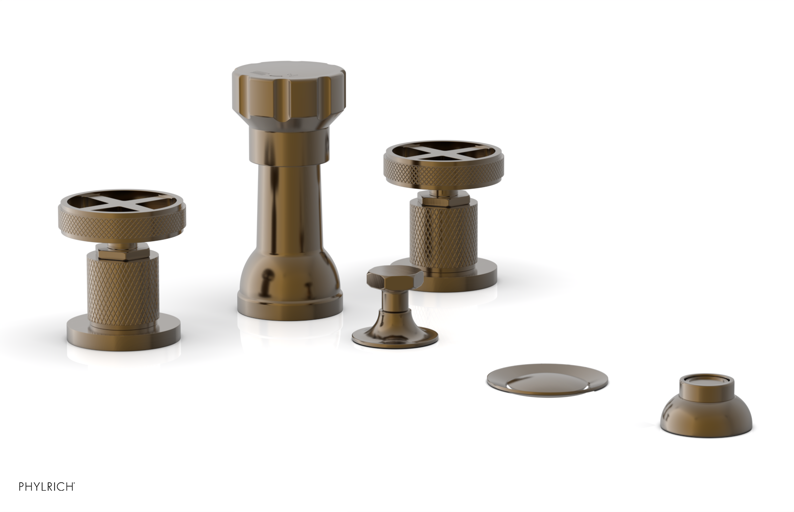 DUSTRIE - Four Hole Bidet Set - Cross Handles - Knurled 371-60