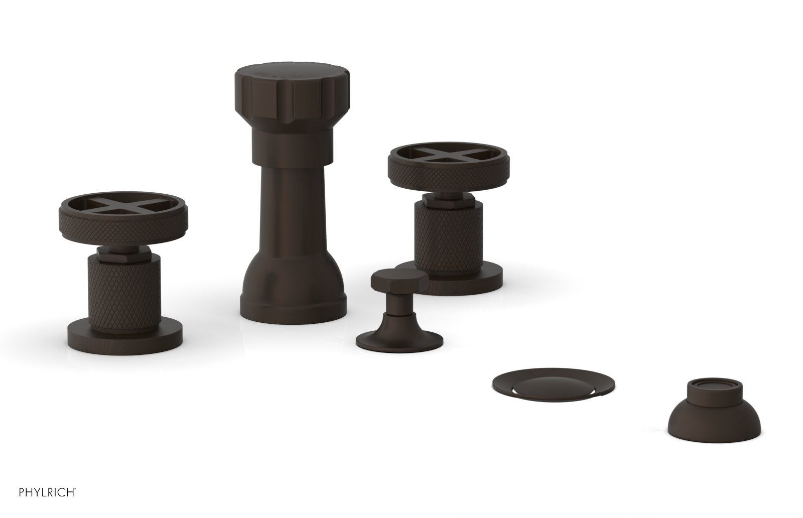 DUSTRIE - Four Hole Bidet Set - Cross Handles - Knurled 371-60