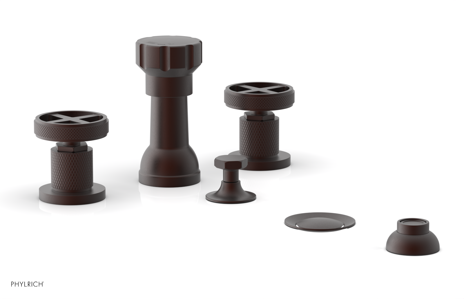 DUSTRIE - Four Hole Bidet Set - Cross Handles - Knurled 371-60