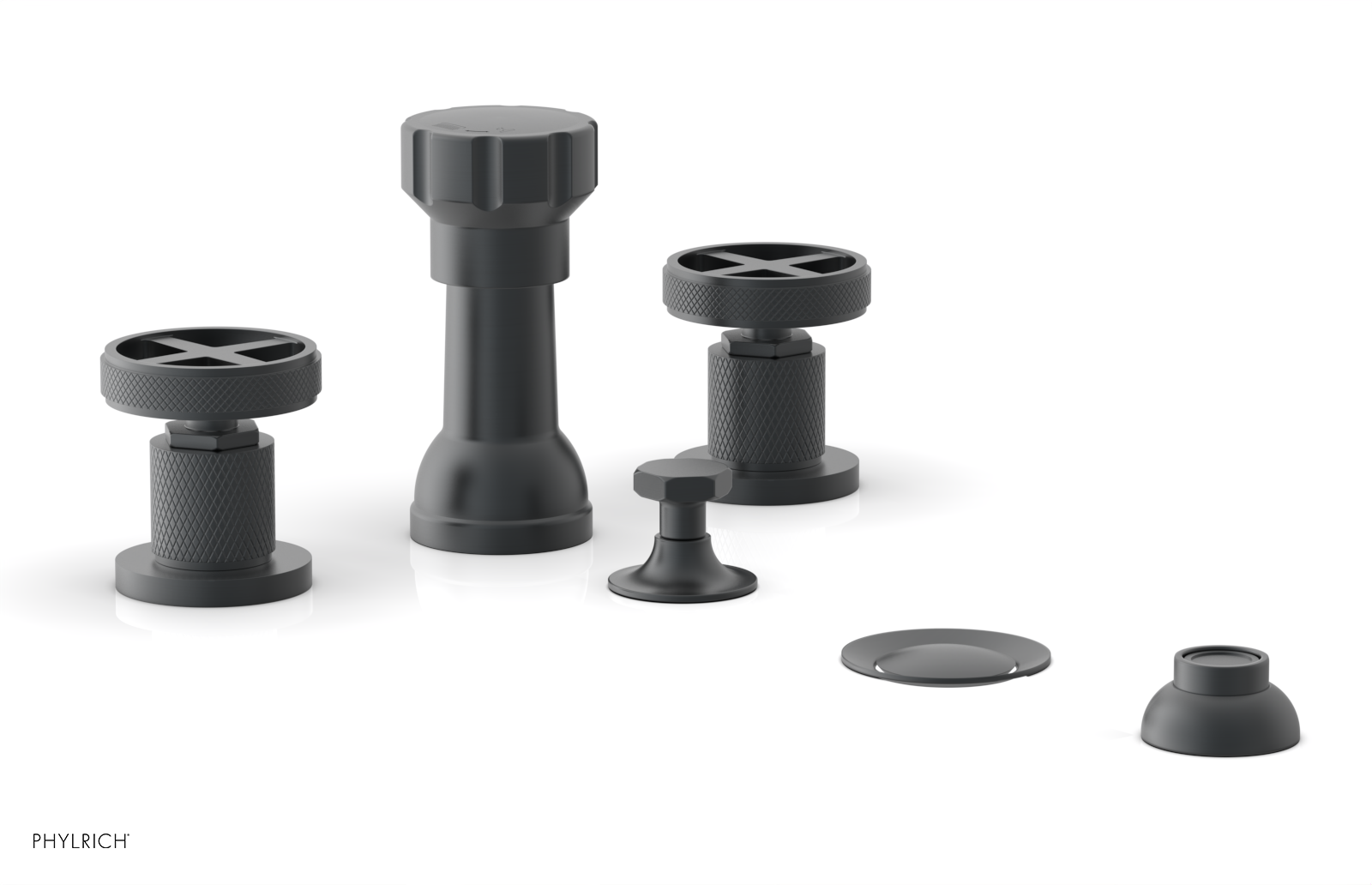 DUSTRIE - Four Hole Bidet Set - Cross Handles - Knurled 371-60