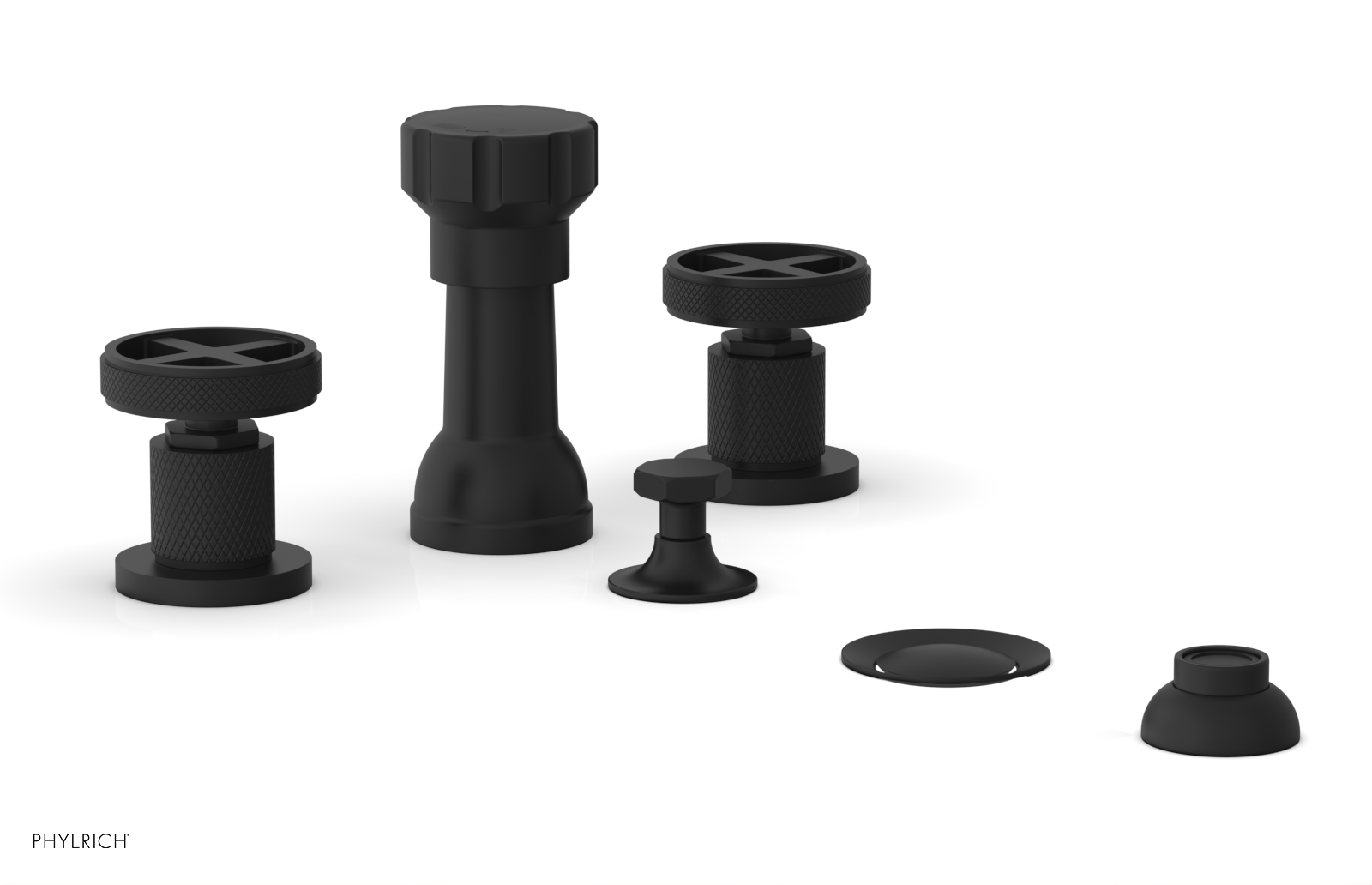 DUSTRIE - Four Hole Bidet Set - Cross Handles - Knurled 371-60