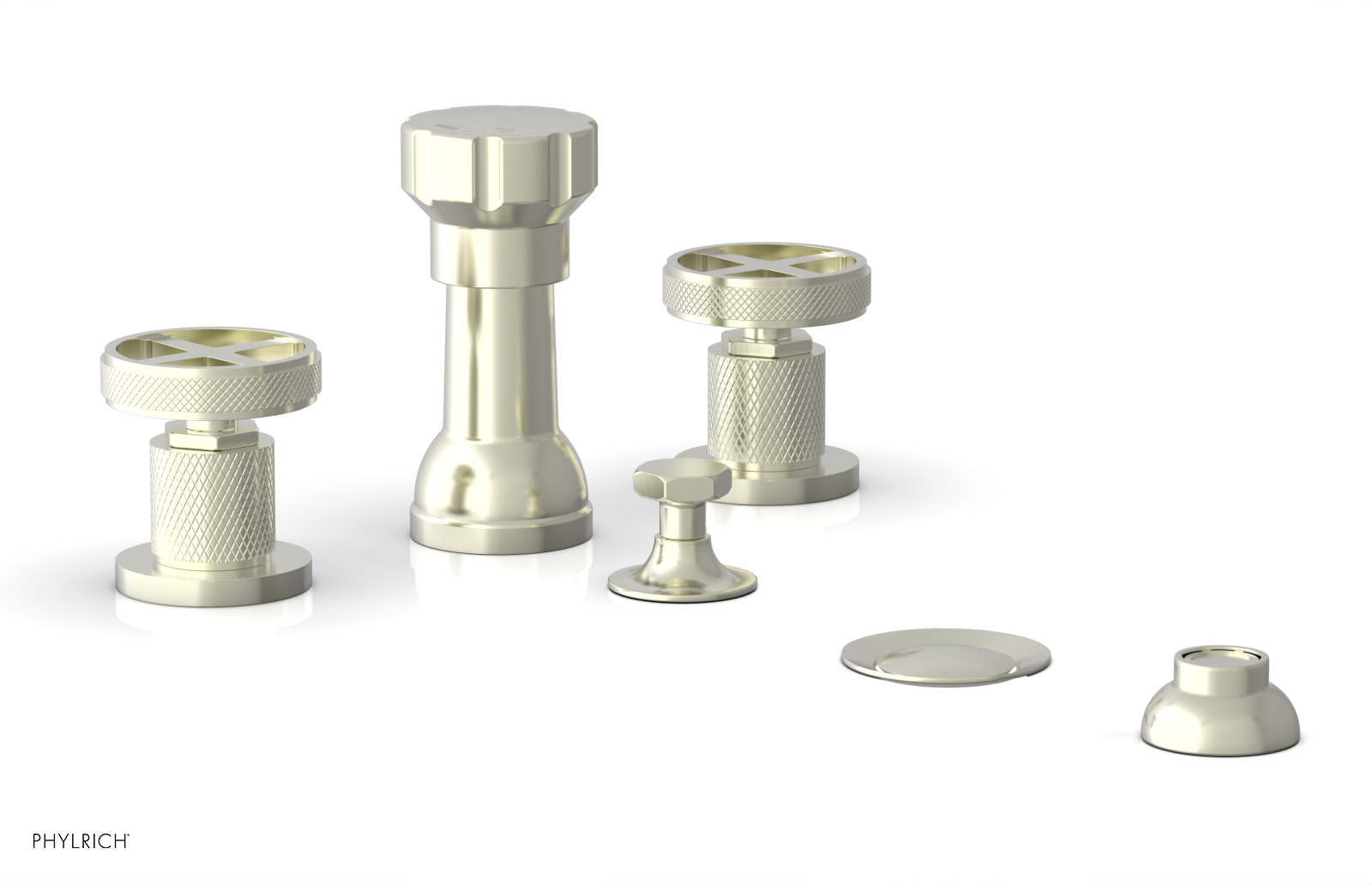 DUSTRIE - Four Hole Bidet Set - Cross Handles - Knurled 371-60