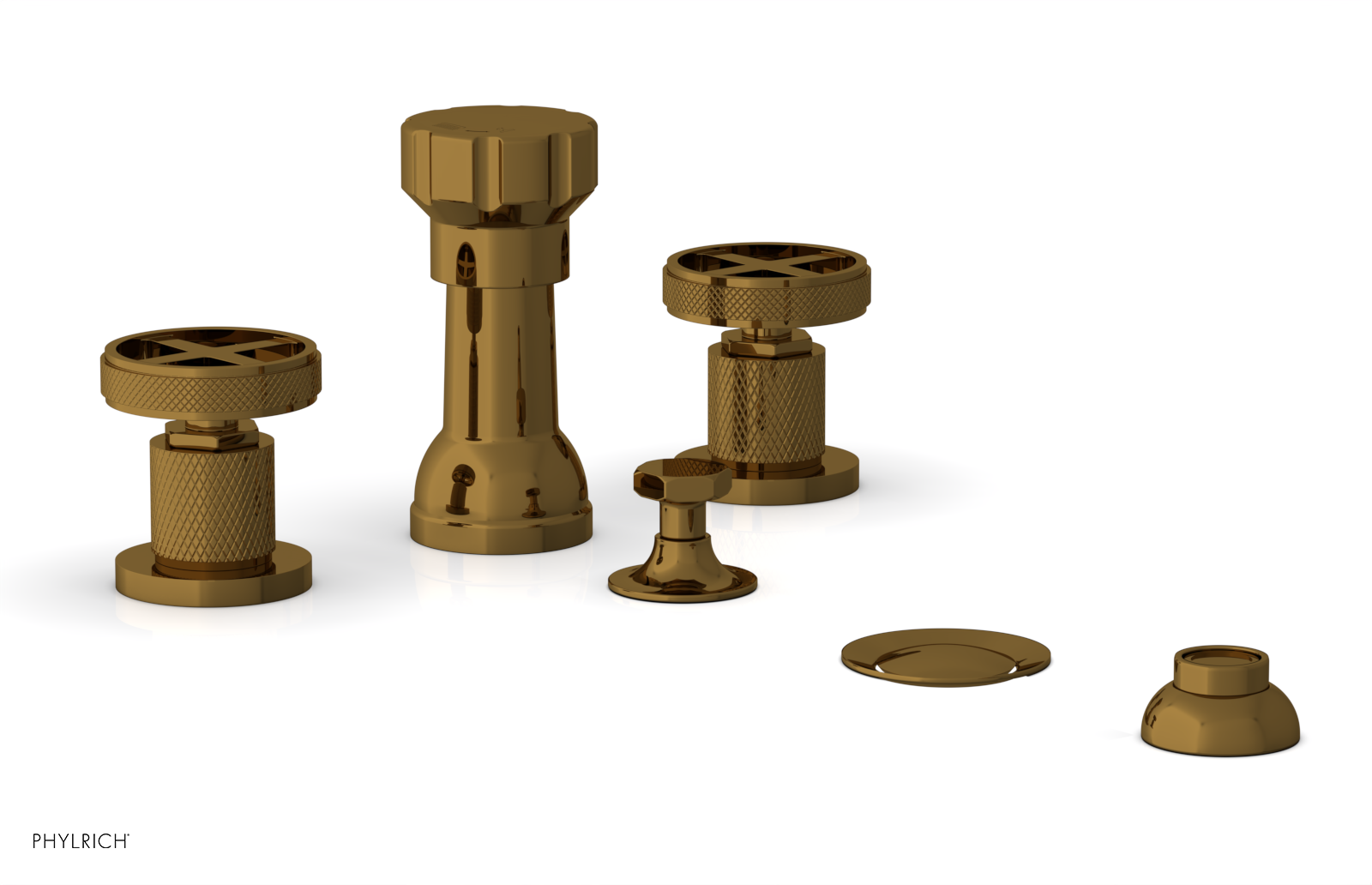 DUSTRIE - Four Hole Bidet Set - Cross Handles - Knurled 371-60