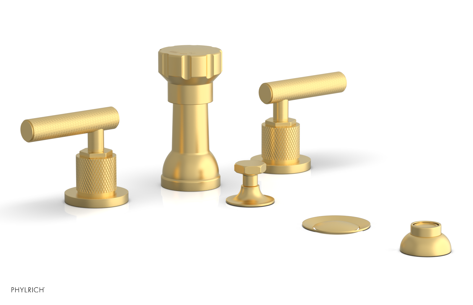 DUSTRIE - Four Hole Bidet Set - Lever Handles - Knurled 371-61