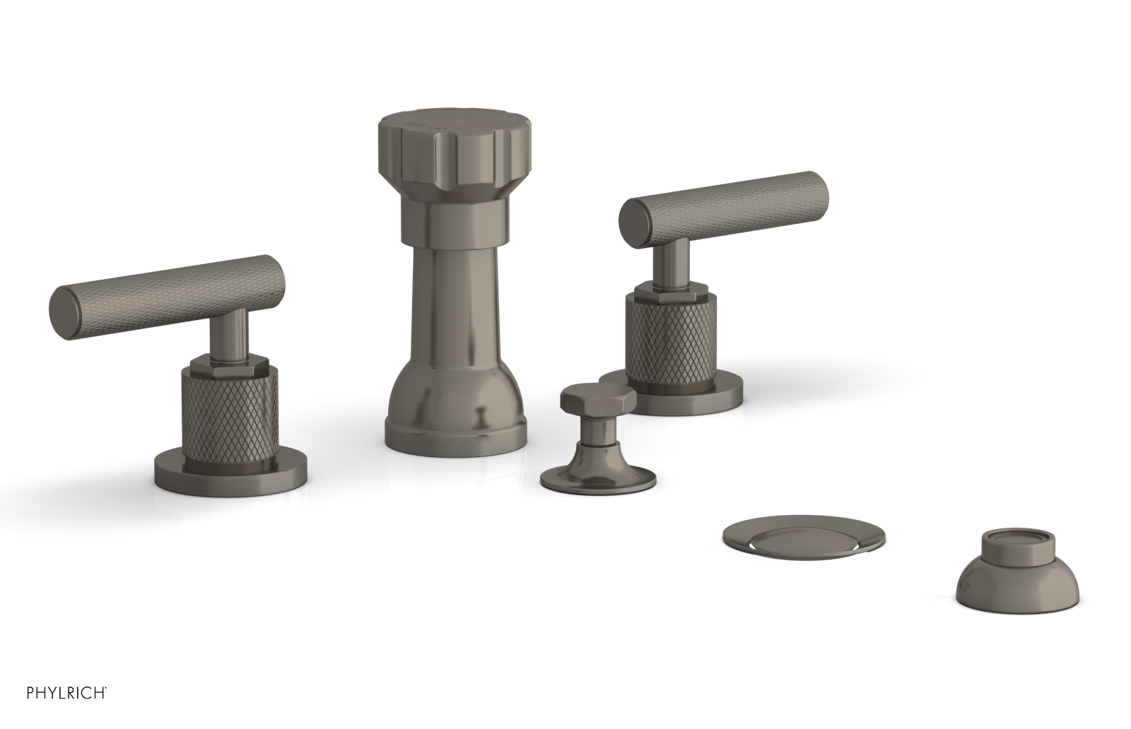 DUSTRIE - Four Hole Bidet Set - Lever Handles - Knurled 371-61