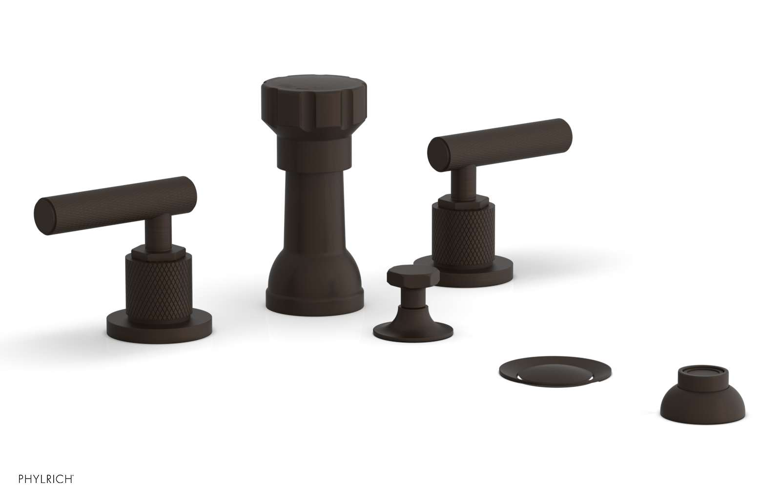 DUSTRIE - Four Hole Bidet Set - Lever Handles - Knurled 371-61