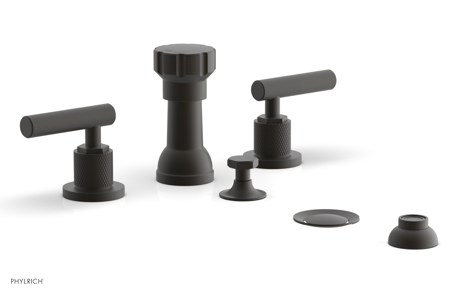 DUSTRIE - Four Hole Bidet Set - Lever Handles - Knurled 371-61