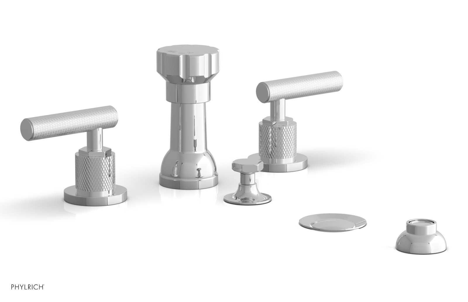 DUSTRIE - Four Hole Bidet Set - Lever Handles - Knurled 371-61