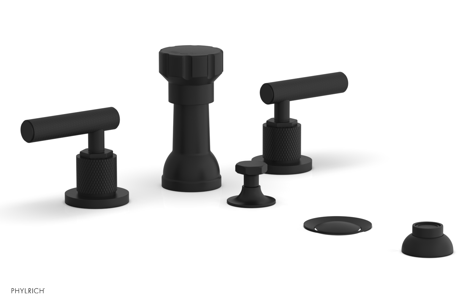 DUSTRIE - Four Hole Bidet Set - Lever Handles - Knurled 371-61