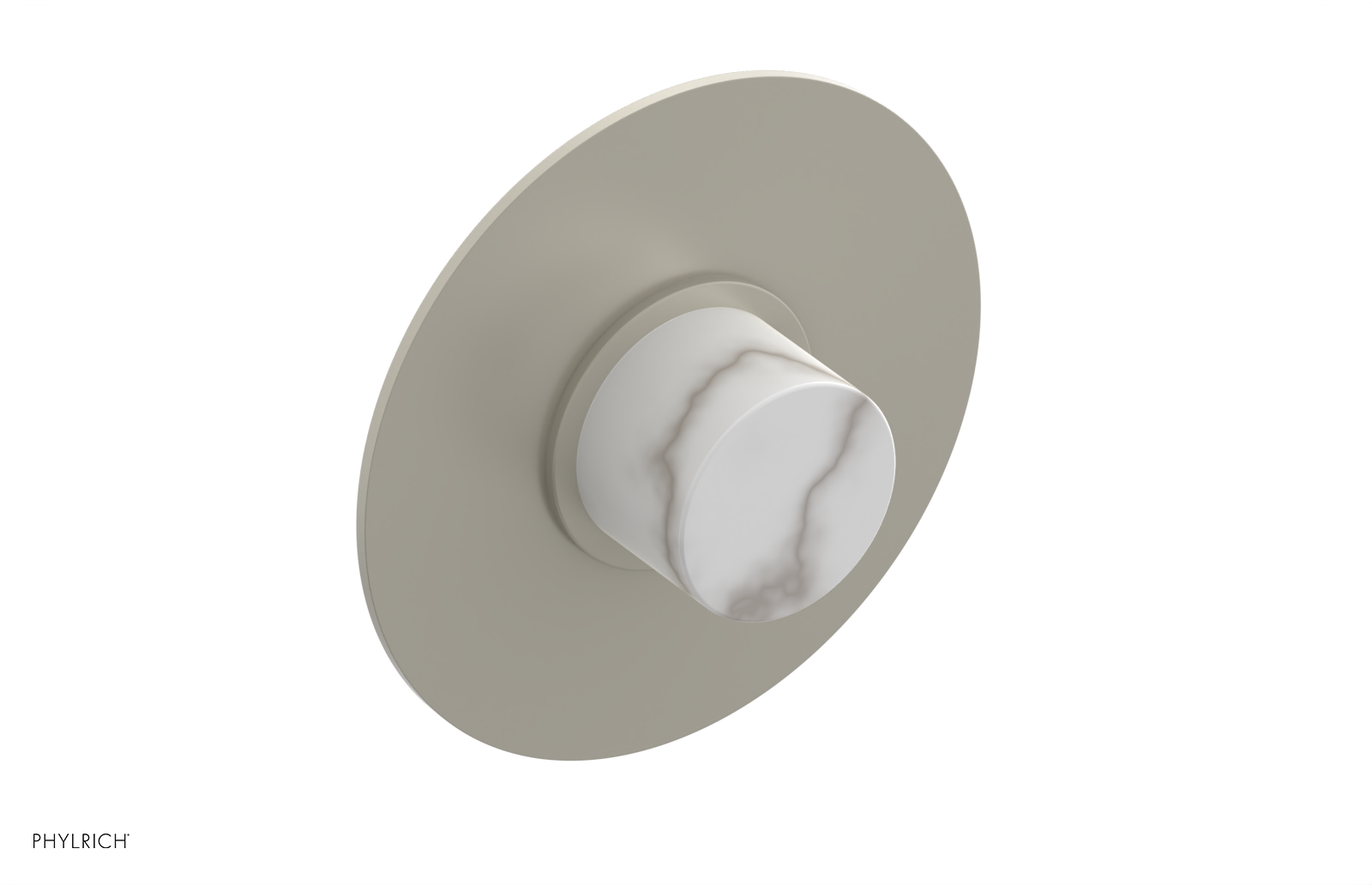 BASIC II 1/2" Mini Thermostatic Round Shower Trim White Marble Handle 4-174