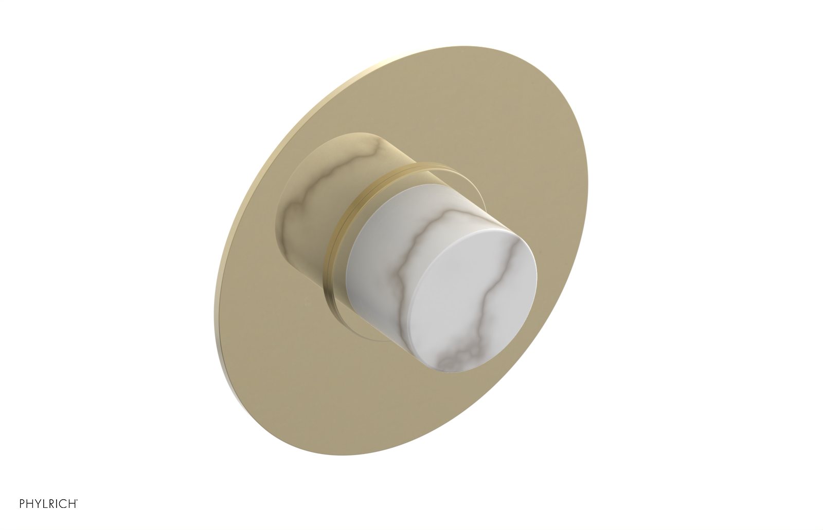 BASIC II 1/2" Mini Thermostatic Round Shower Trim White Marble Handle 4-174