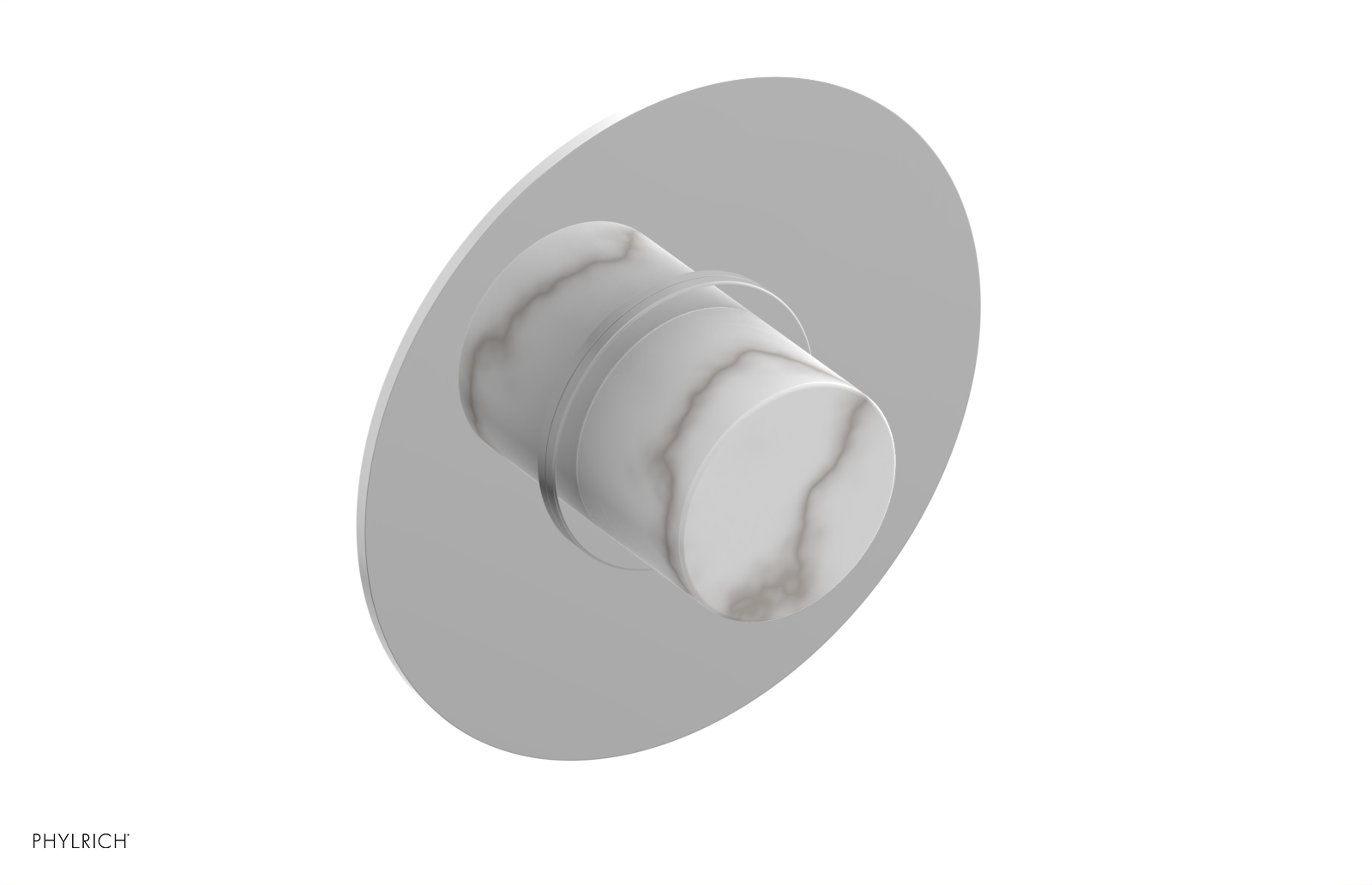 BASIC II 1/2" Mini Thermostatic Round Shower Trim White Marble Handle 4-174