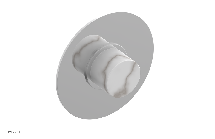 BASIC II 1/2" Mini Thermostatic Round Shower Trim White Marble Handle 4-174