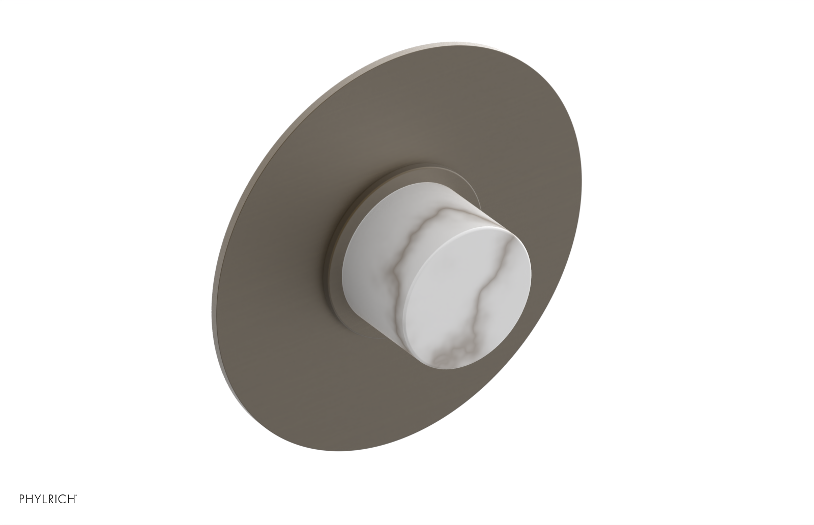 BASIC II 1/2" Mini Thermostatic Round Shower Trim White Marble Handle 4-174