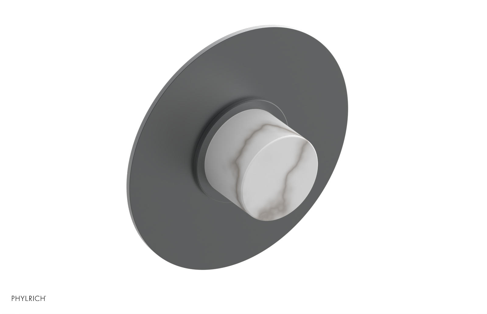 BASIC II 1/2" Mini Thermostatic Round Shower Trim White Marble Handle 4-174