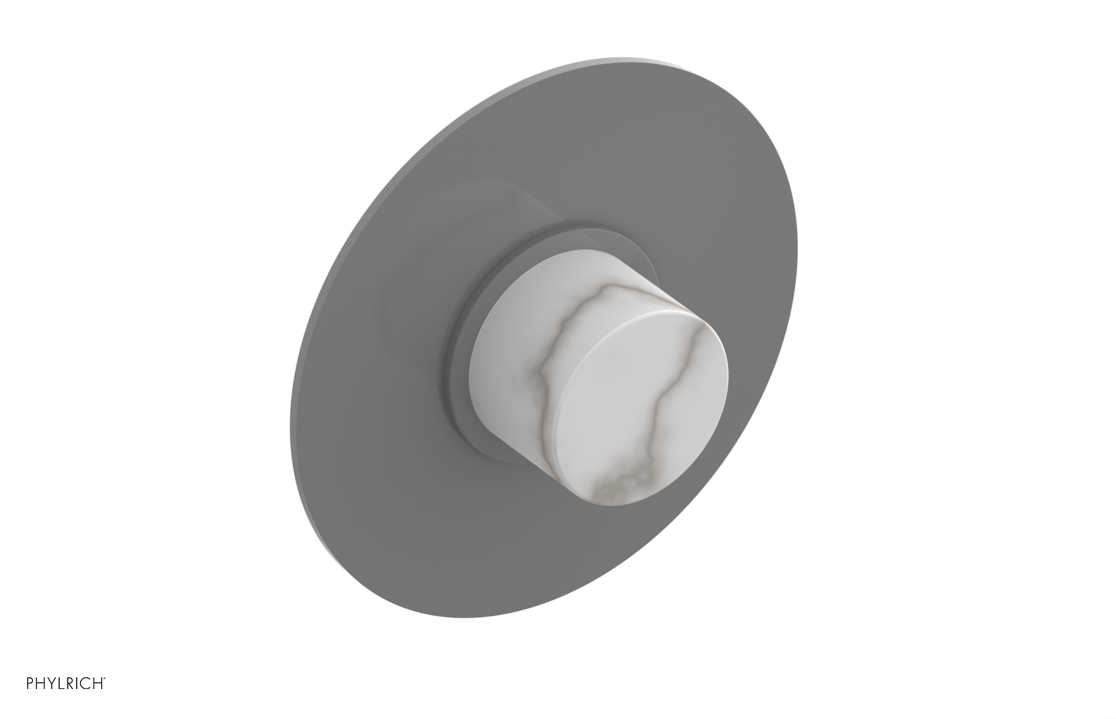 BASIC II 1/2" Mini Thermostatic Round Shower Trim White Marble Handle 4-174