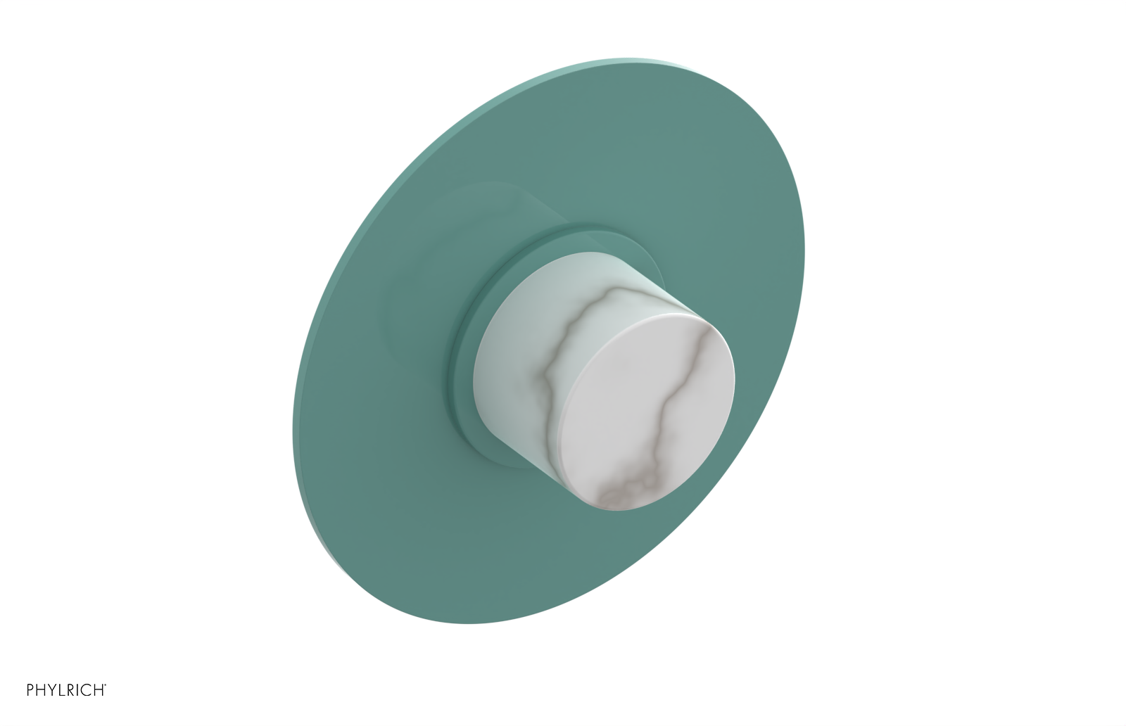 BASIC II 1/2" Mini Thermostatic Round Shower Trim White Marble Handle 4-174