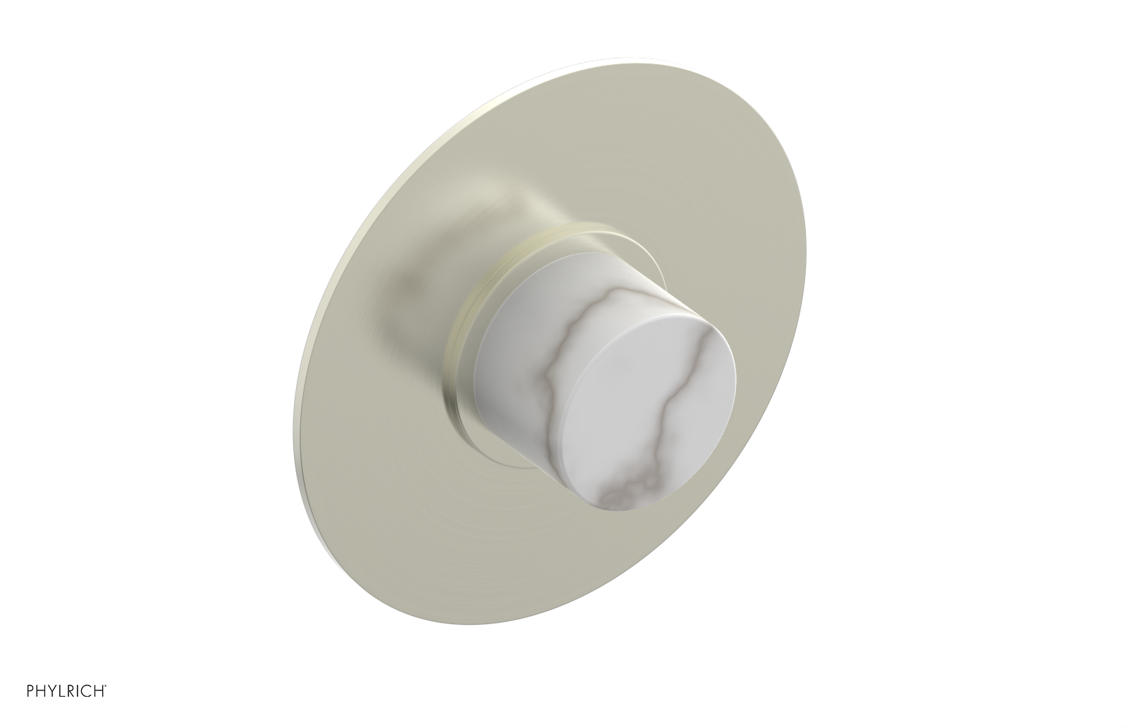 BASIC II 1/2" Mini Thermostatic Round Shower Trim White Marble Handle 4-174