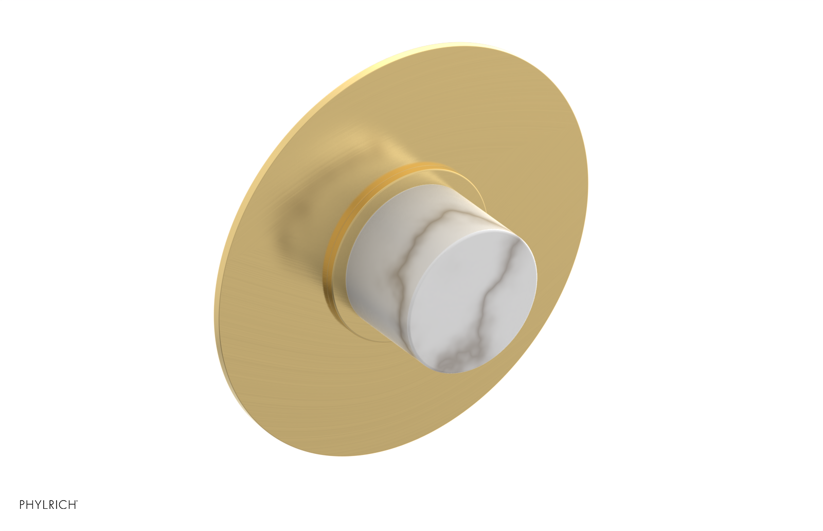 BASIC II 1/2" Mini Thermostatic Round Shower Trim White Marble Handle 4-174