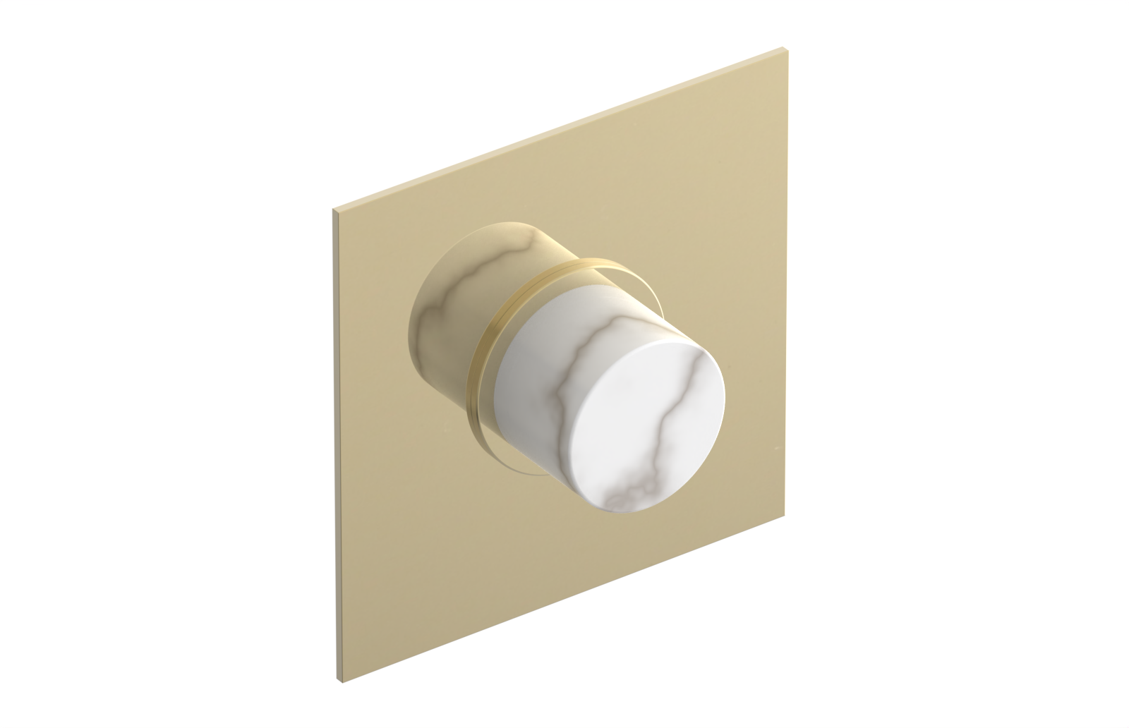 BASIC II 1/2" Mini Thermostatic Square Shower Trim White Marble Handle 4-178