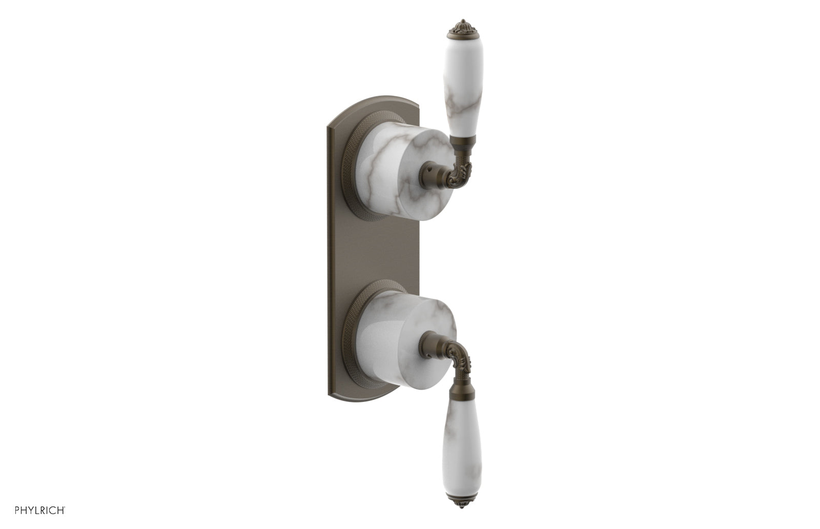 VALENCIA - Thermostatic Valve with Volume Control or Diverter, White Marble Lever Handles 4-453B