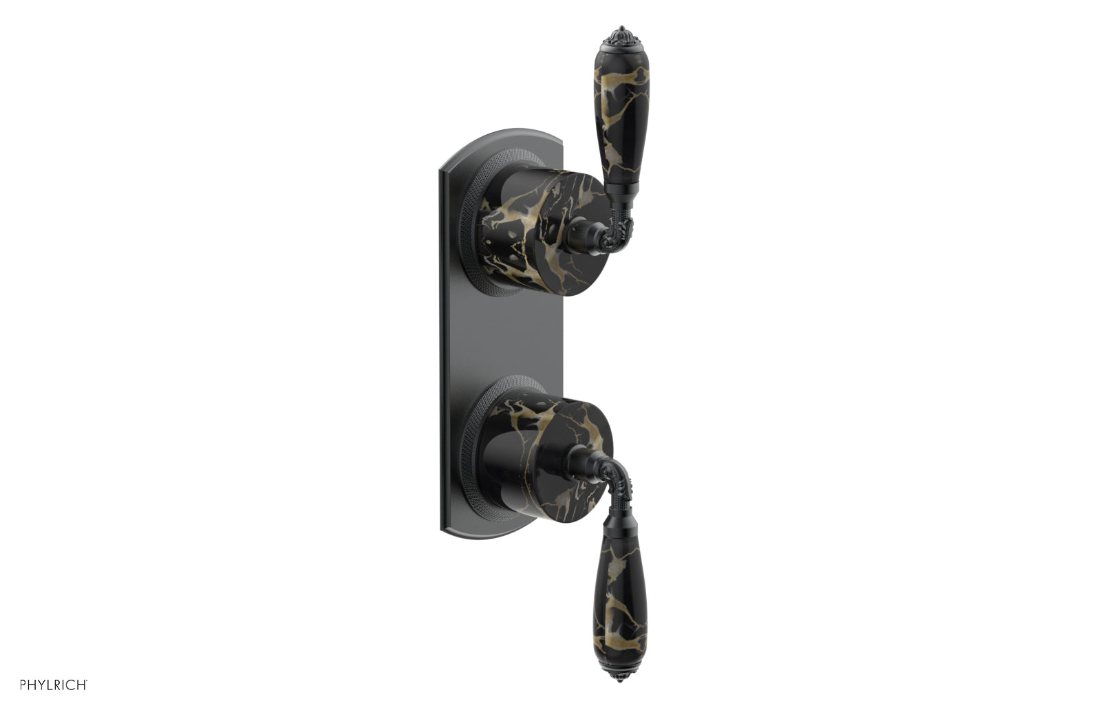 VALENCIA - Thermostatic Valve with Volume Control or Diverter, Black Marble Lever Handles 4-453C
