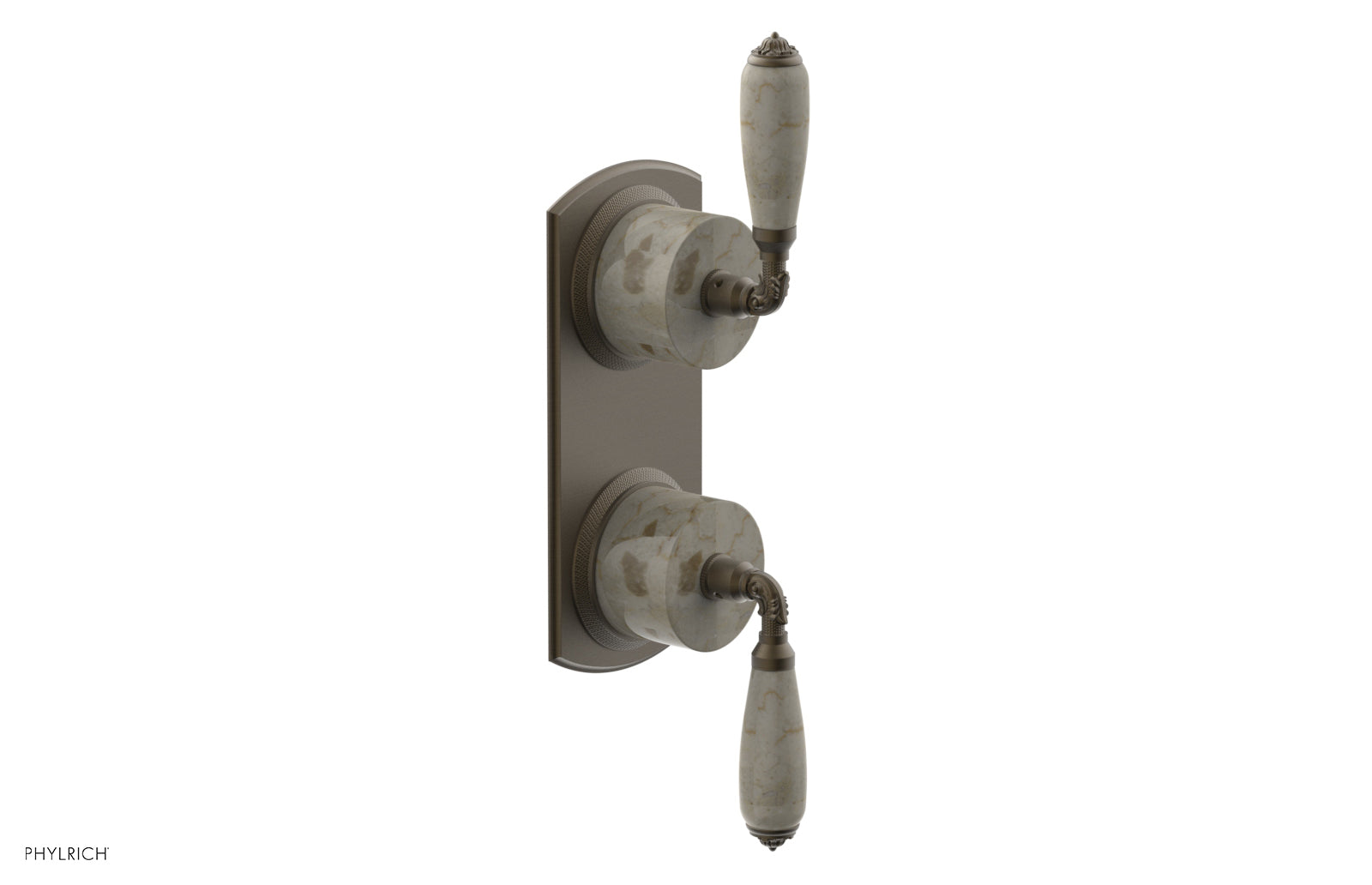 VALENCIA - Thermostatic Valve with Volume Control or Diverter, Beige Marble Lever Handles 4-453D