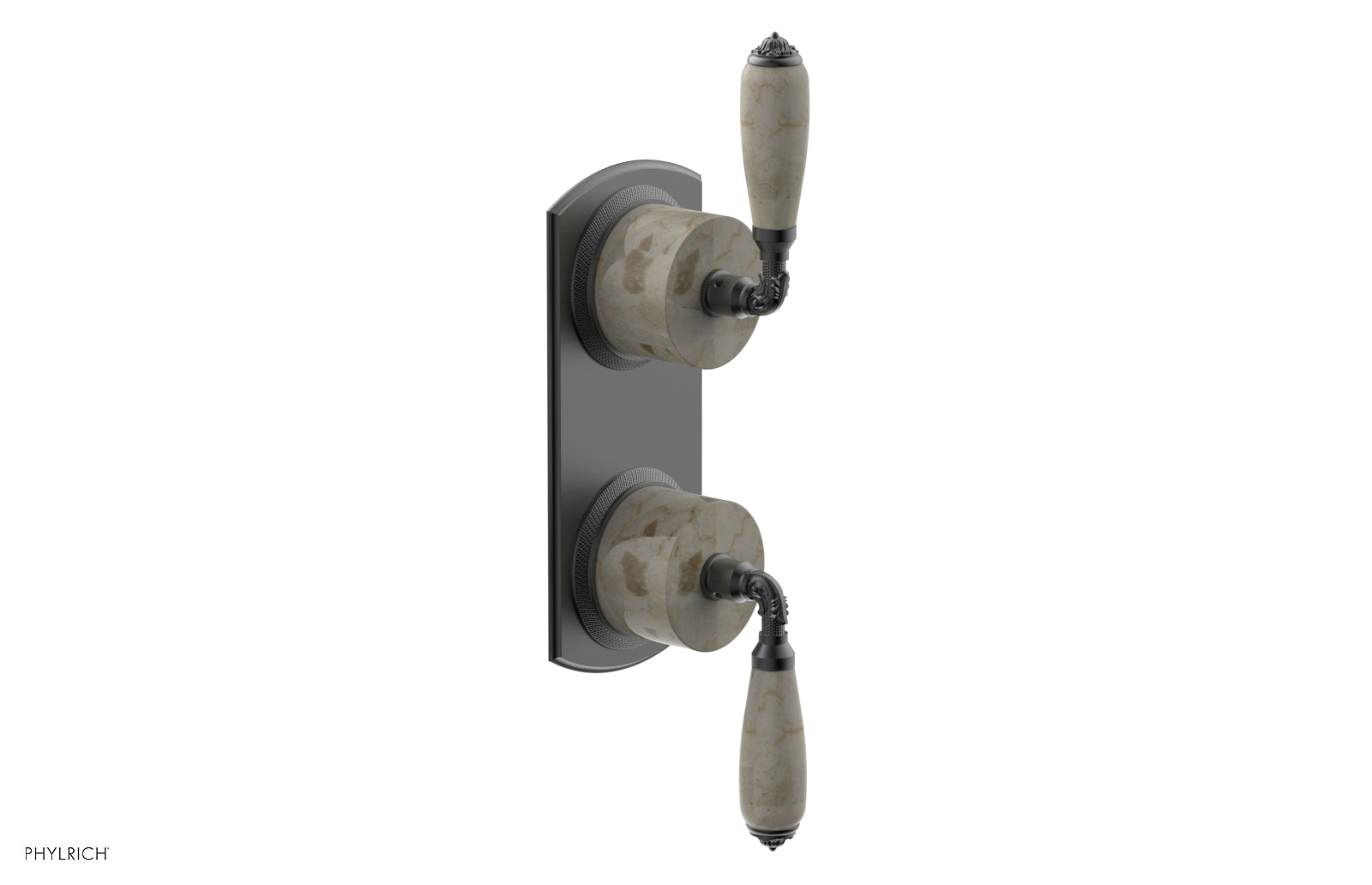VALENCIA - Thermostatic Valve with Volume Control or Diverter, Beige Marble Lever Handles 4-453D