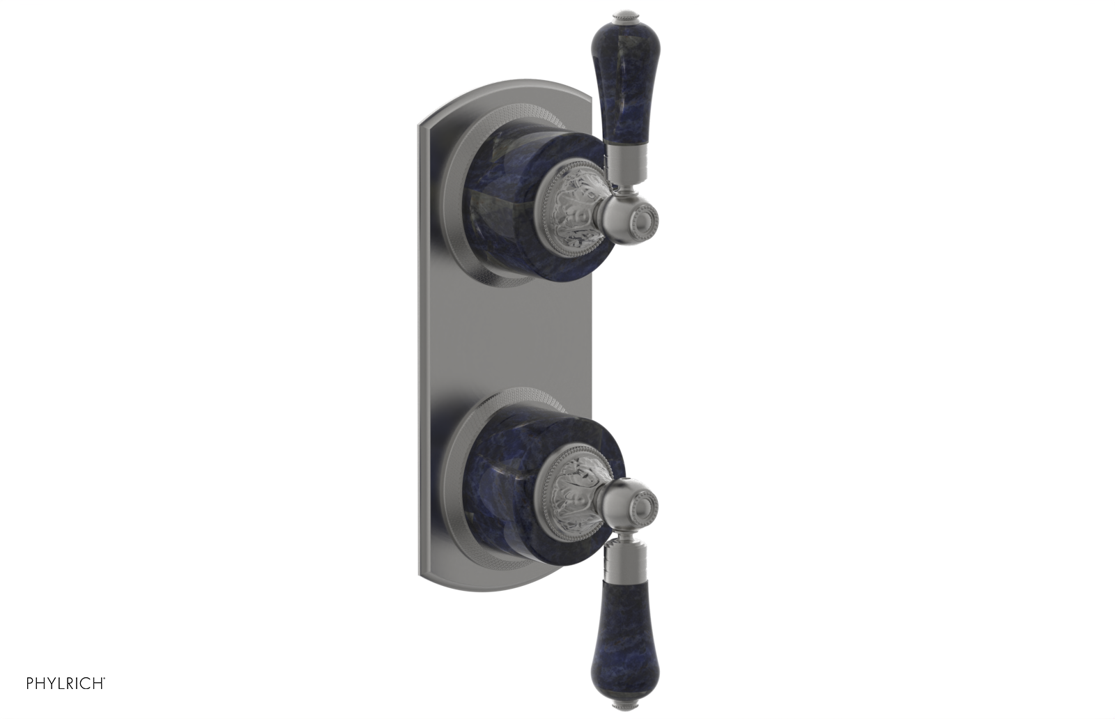VERSAILLES 1/2" Mini Thermostatic Valve with Volume Control or Diverter - Bleu Sodalite Lever Handles 4-459A