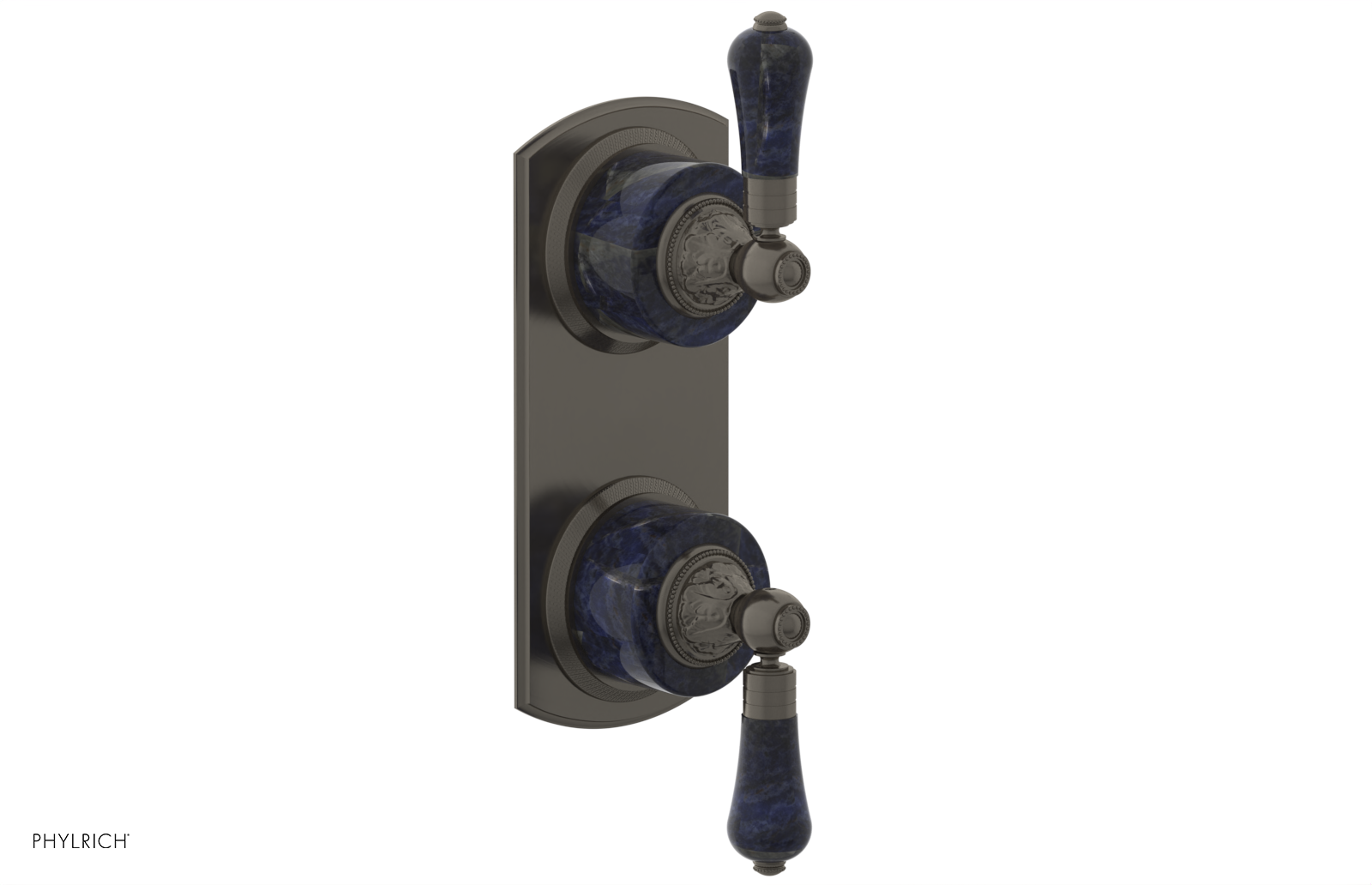 VERSAILLES 1/2" Mini Thermostatic Valve with Volume Control or Diverter - Bleu Sodalite Lever Handles 4-459A