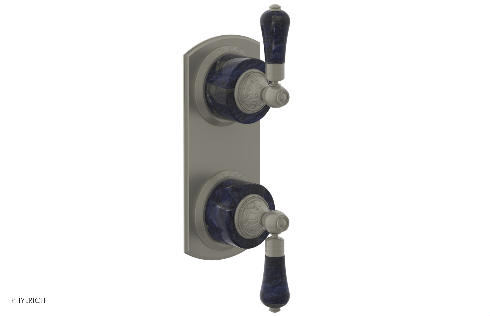 VERSAILLES 1/2" Mini Thermostatic Valve with Volume Control or Diverter - Bleu Sodalite Lever Handles 4-459A